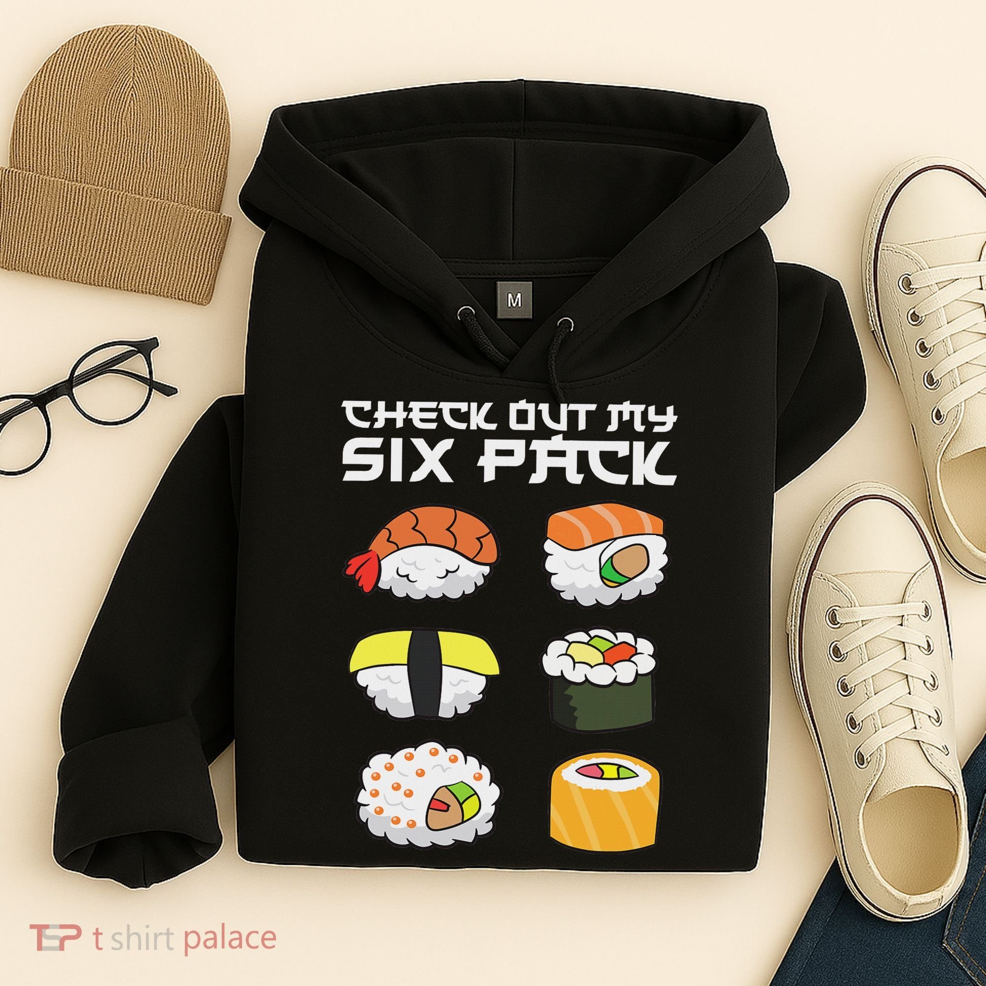 Check Out My Six Pack Funny Japanese Sushi Hoodie
