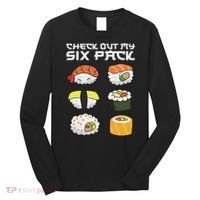 Check Out My Six Pack Funny Japanese Sushi Long Sleeve Shirt thumb 0
