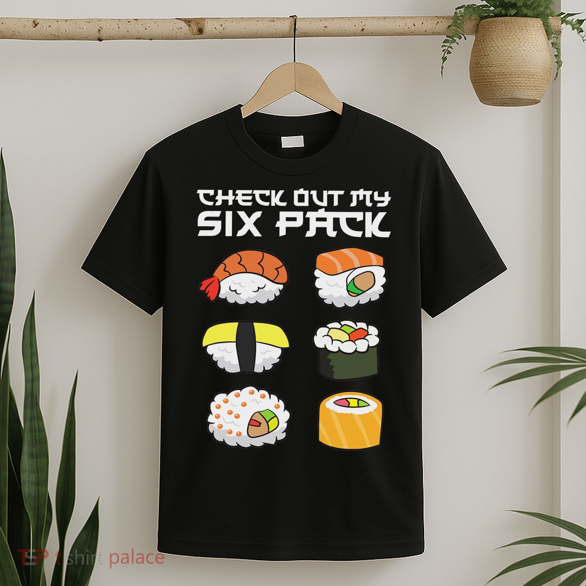Check Out My Six Pack Funny Japanese Sushi T-Shirt