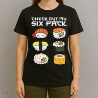 Check Out My Six Pack Funny Japanese Sushi T-Shirt thumb 4