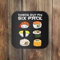 Check Out My Six Pack Funny Japanese Sushi Coaster thumb 0