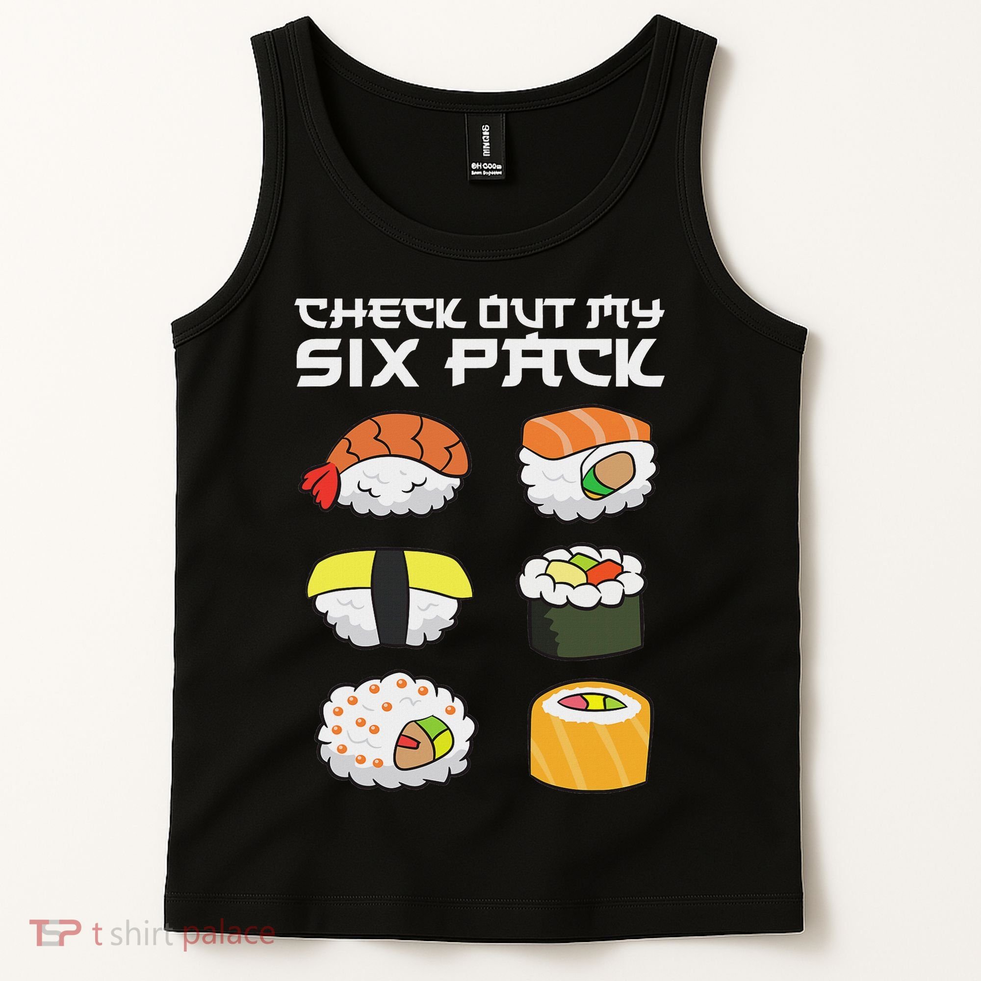 Check Out My Six Pack Funny Japanese Sushi Tank Top