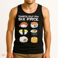 Check Out My Six Pack Funny Japanese Sushi Tank Top thumb 3