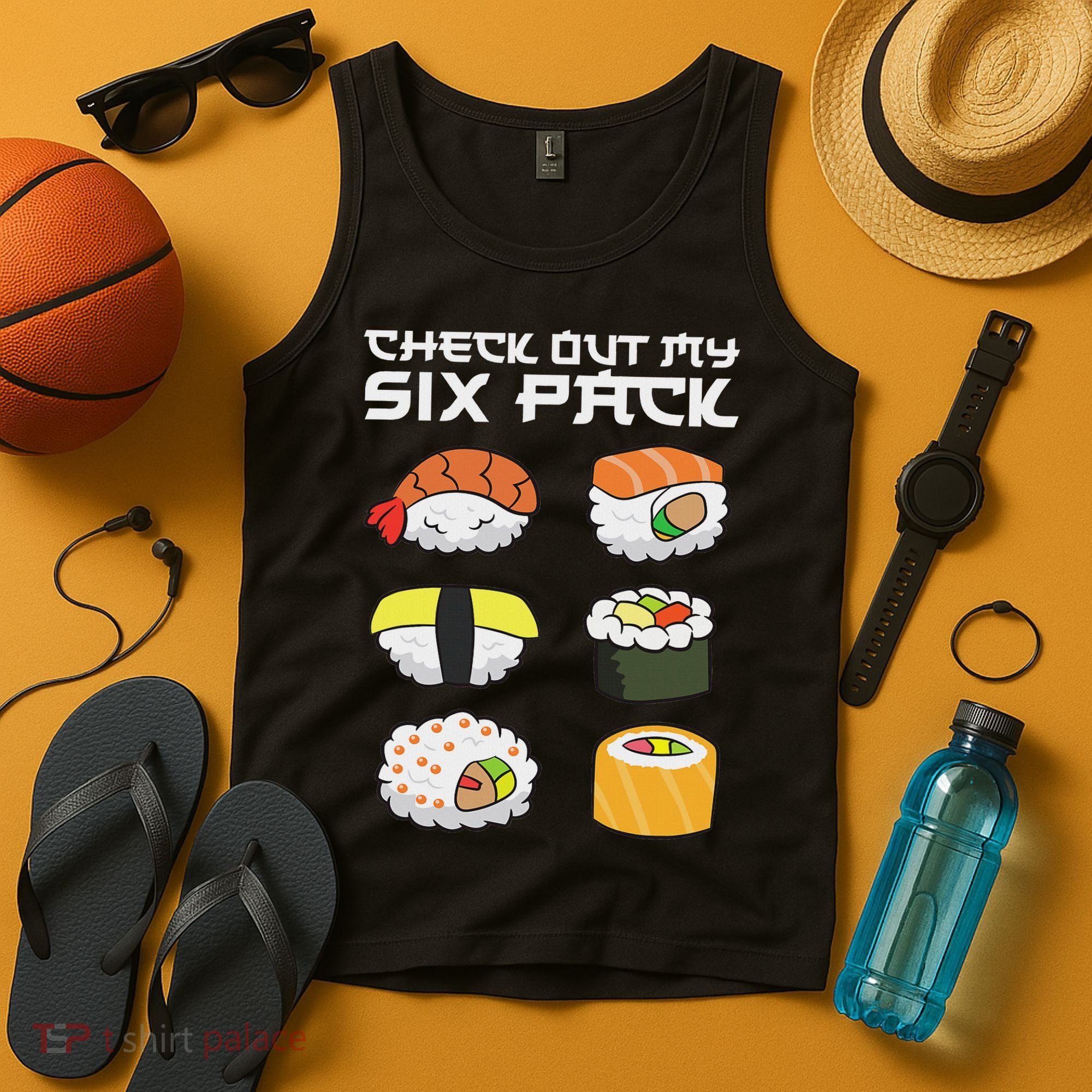 Check Out My Six Pack Funny Japanese Sushi Tank Top