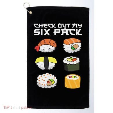Check Out My Six Pack Funny Japanese Sushi Golf Towel