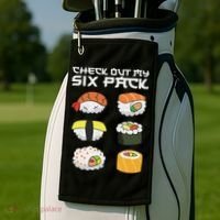 Check Out My Six Pack Funny Japanese Sushi Golf Towel thumb 2