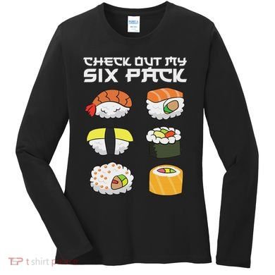 Check Out My Six Pack Funny Japanese Sushi Women's Long Sleeve Shirt