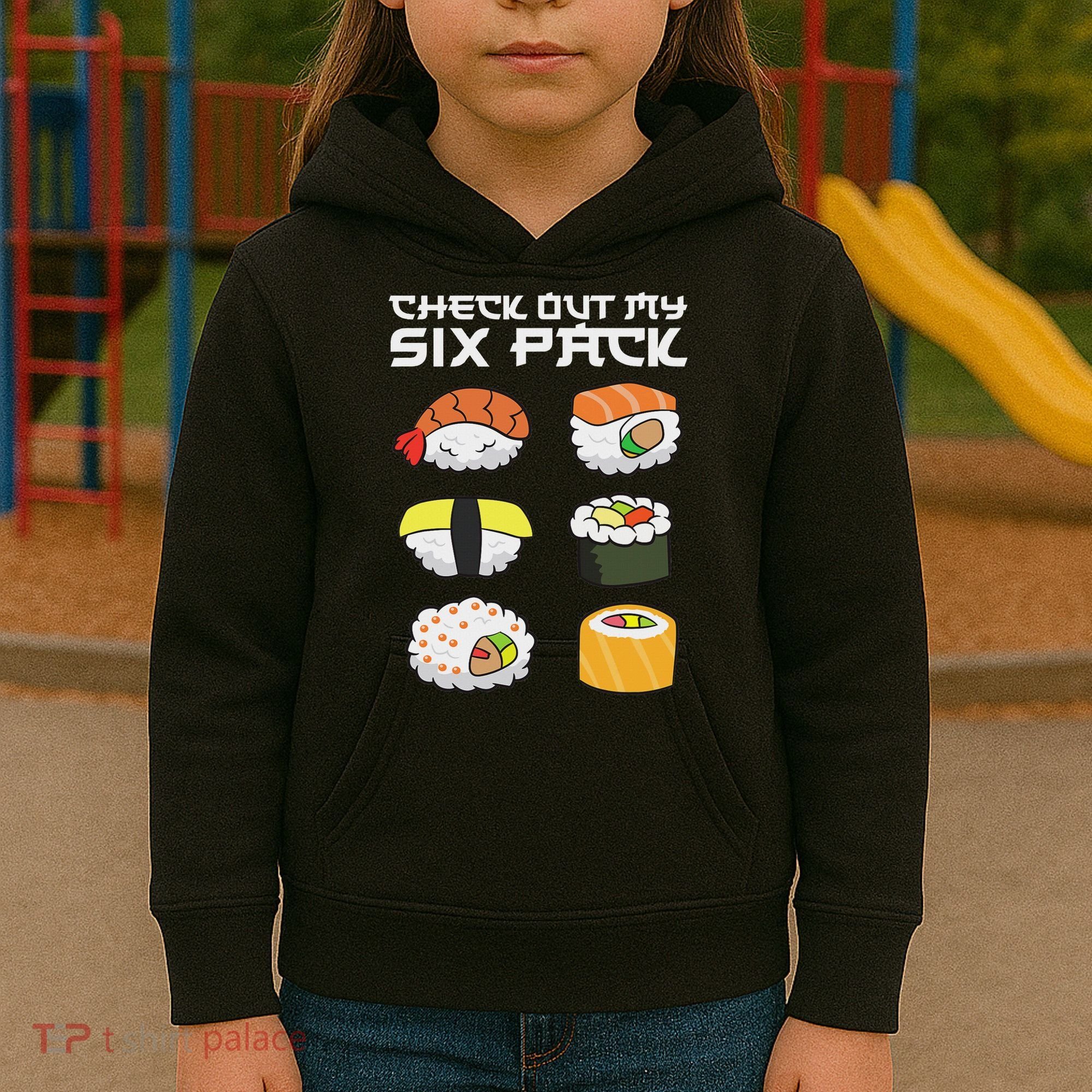 Check Out My Six Pack Funny Japanese Sushi Kids Hoodie