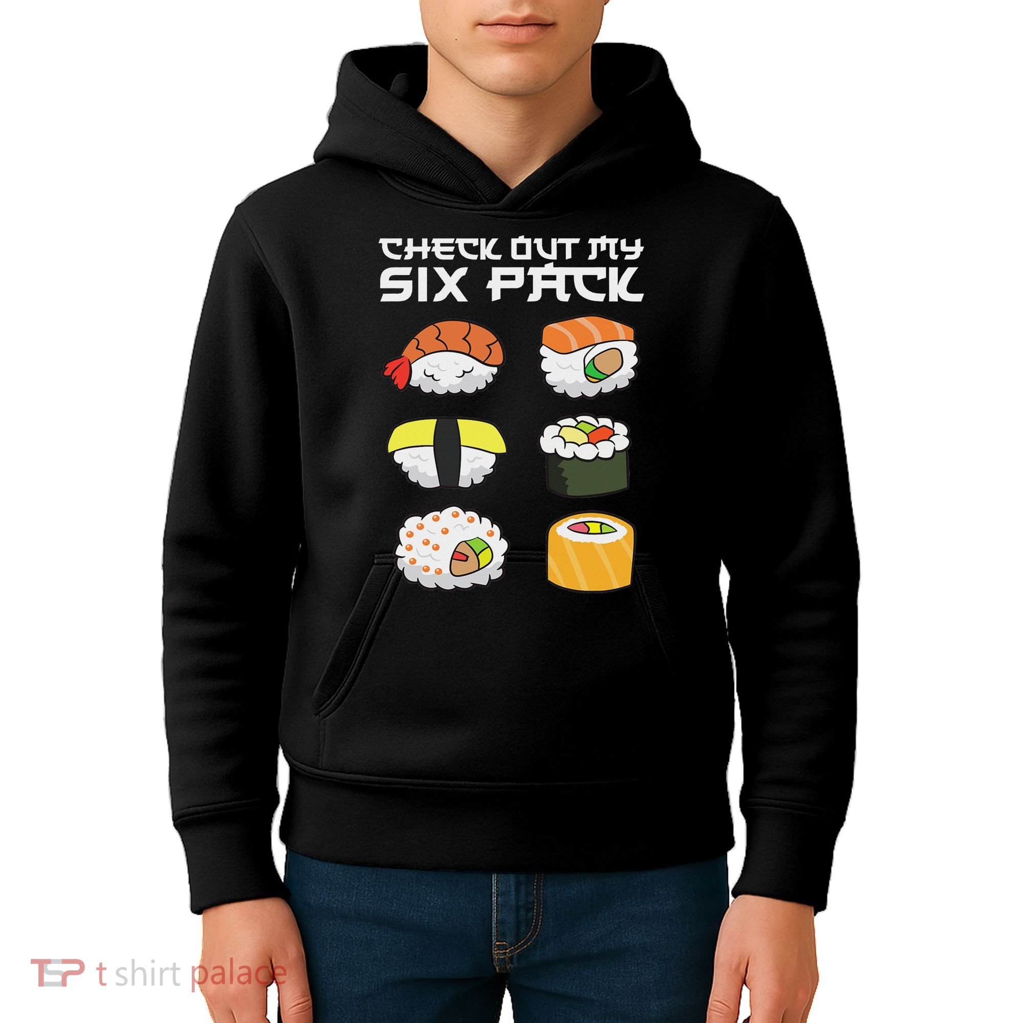 Check Out My Six Pack Funny Japanese Sushi Kids Hoodie