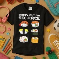 Check Out My Six Pack Funny Japanese Sushi Kids T-Shirt thumb 3