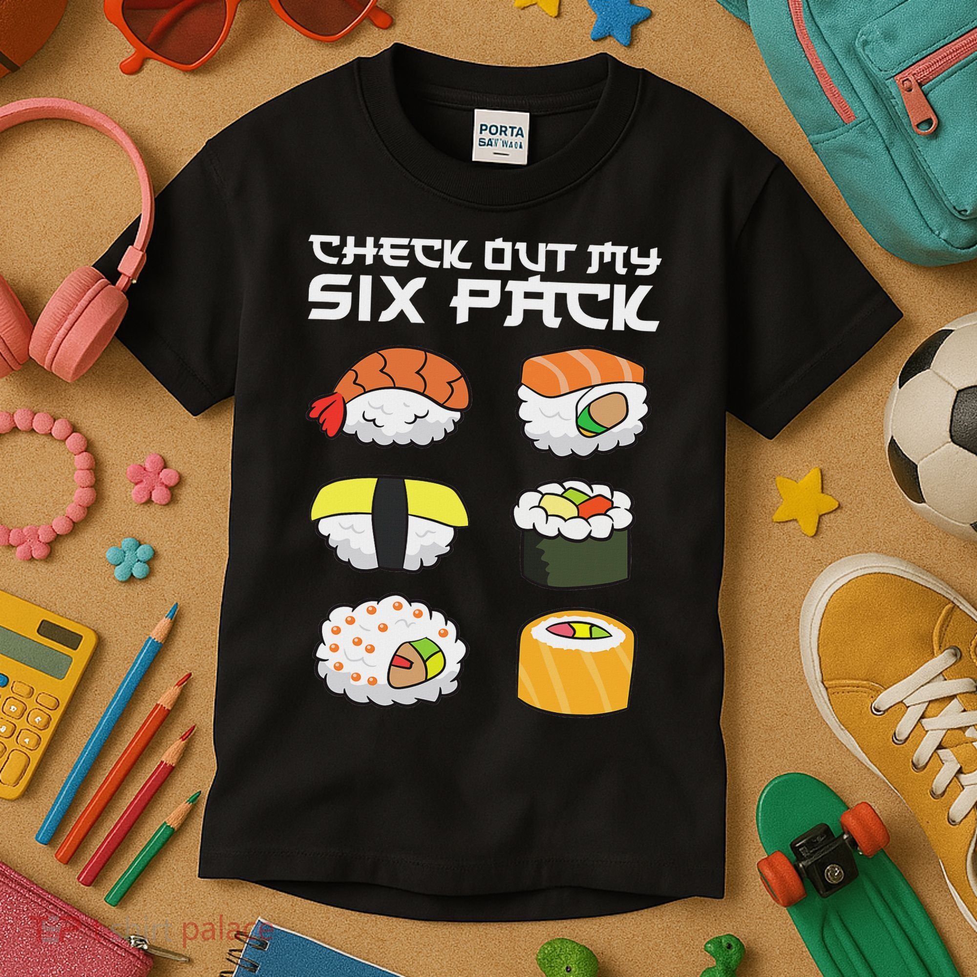 Check Out My Six Pack Funny Japanese Sushi Kids T-Shirt