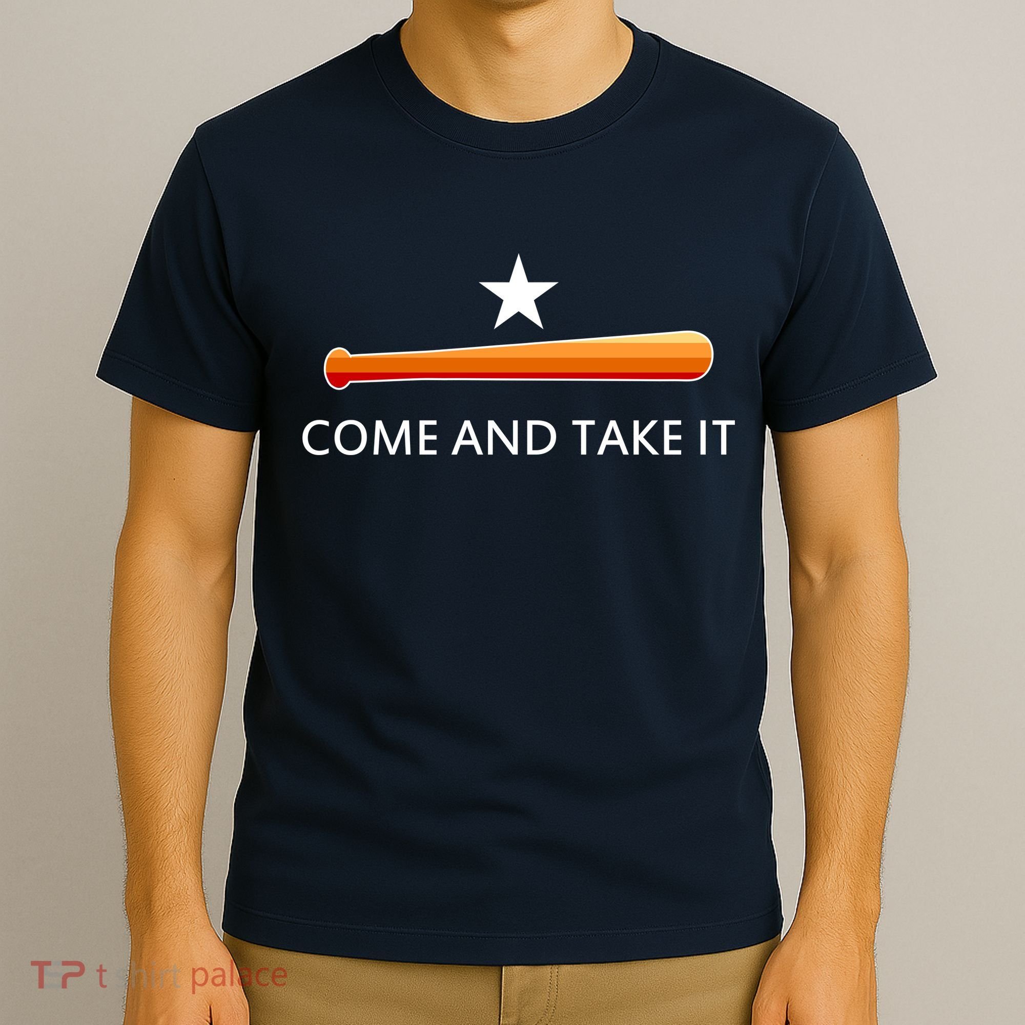 Come and Take It Houston Vintage Baseball Bat Flag T-Shirt