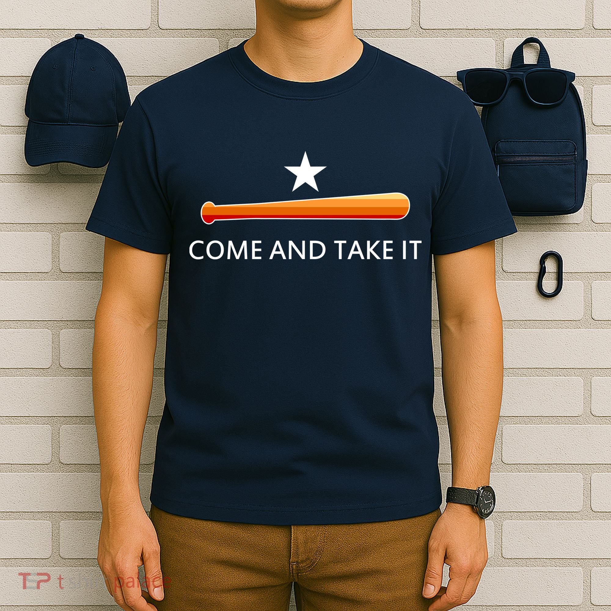Come and Take It Houston Vintage Baseball Bat Flag T-Shirt