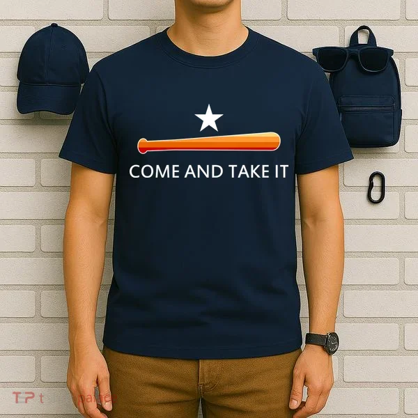Come and Take It Houston Vintage Baseball Bat Flag T-Shirt