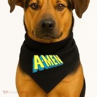 Comic Superhero Styled A-MEN  USA-Made Doggie Bandana thumb 1
