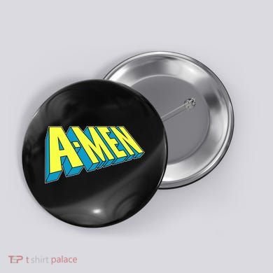 Comic Superhero Styled A-MEN  Button