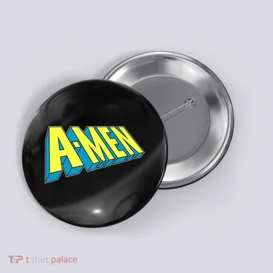 Comic Superhero Styled A-MEN  Button