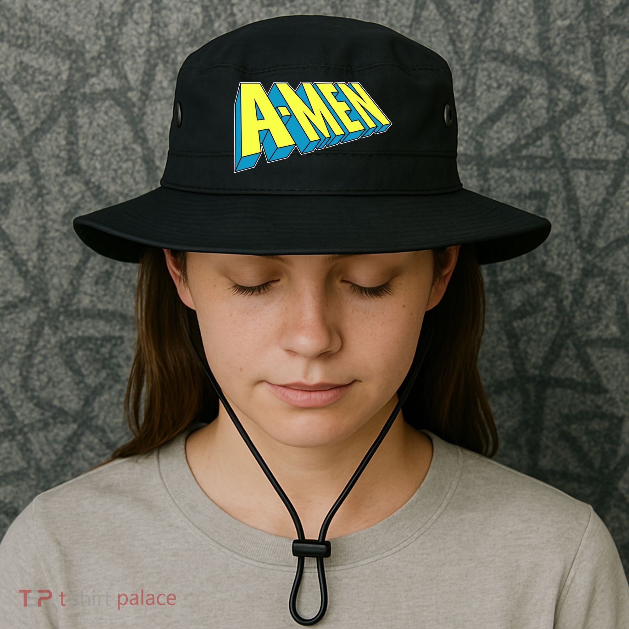 Comic Superhero Styled A-MEN  Bucket Hat