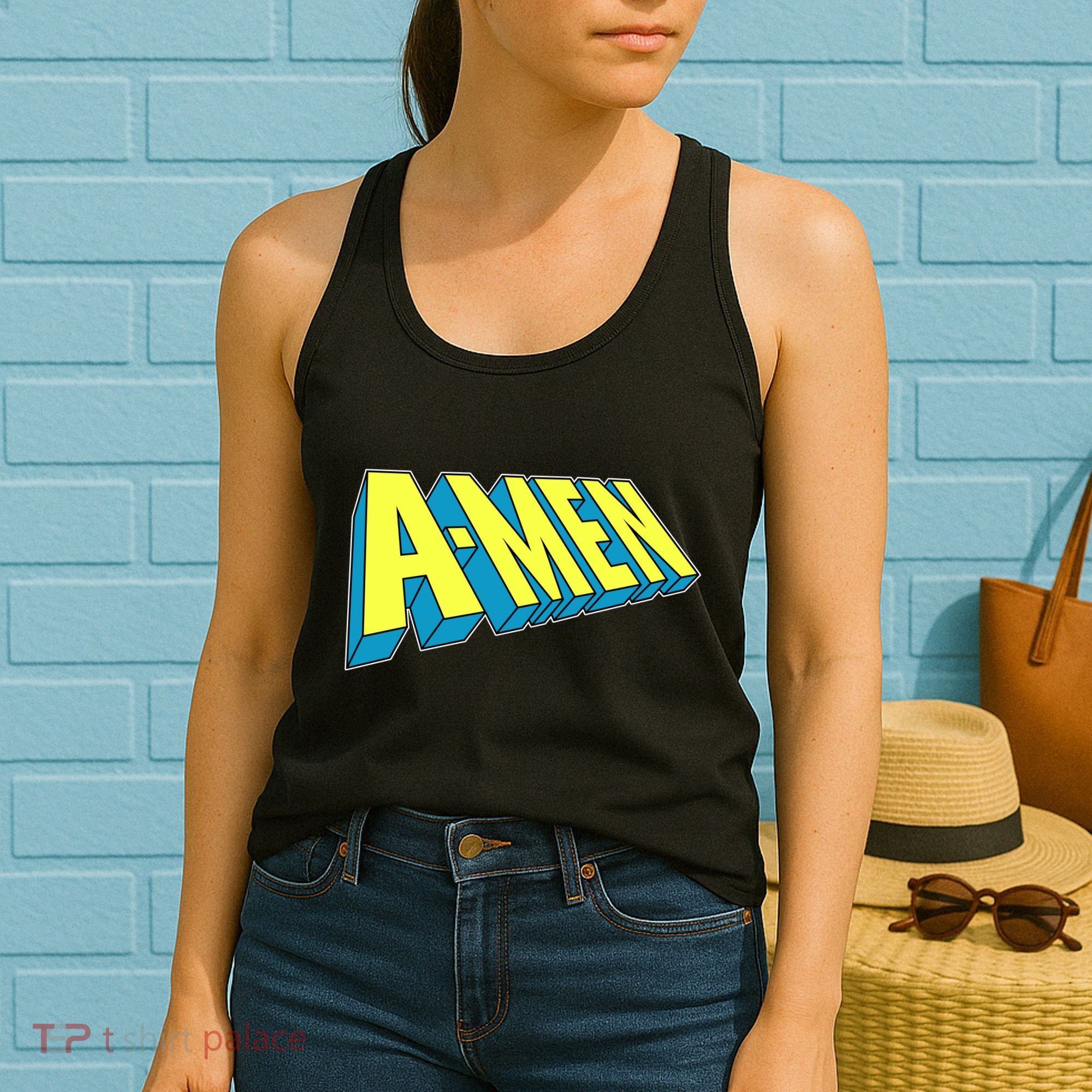 Comic Superhero Styled A-MEN  Women's Tank Top
