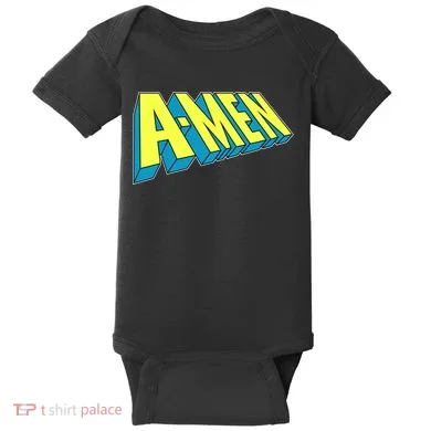 Comic Superhero Styled A-MEN  Baby Bodysuit