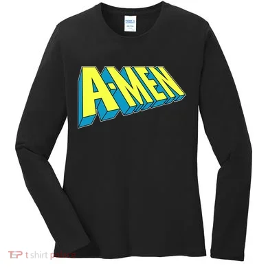 Comic Superhero Styled A-MEN  Women's Long Sleeve Shirt