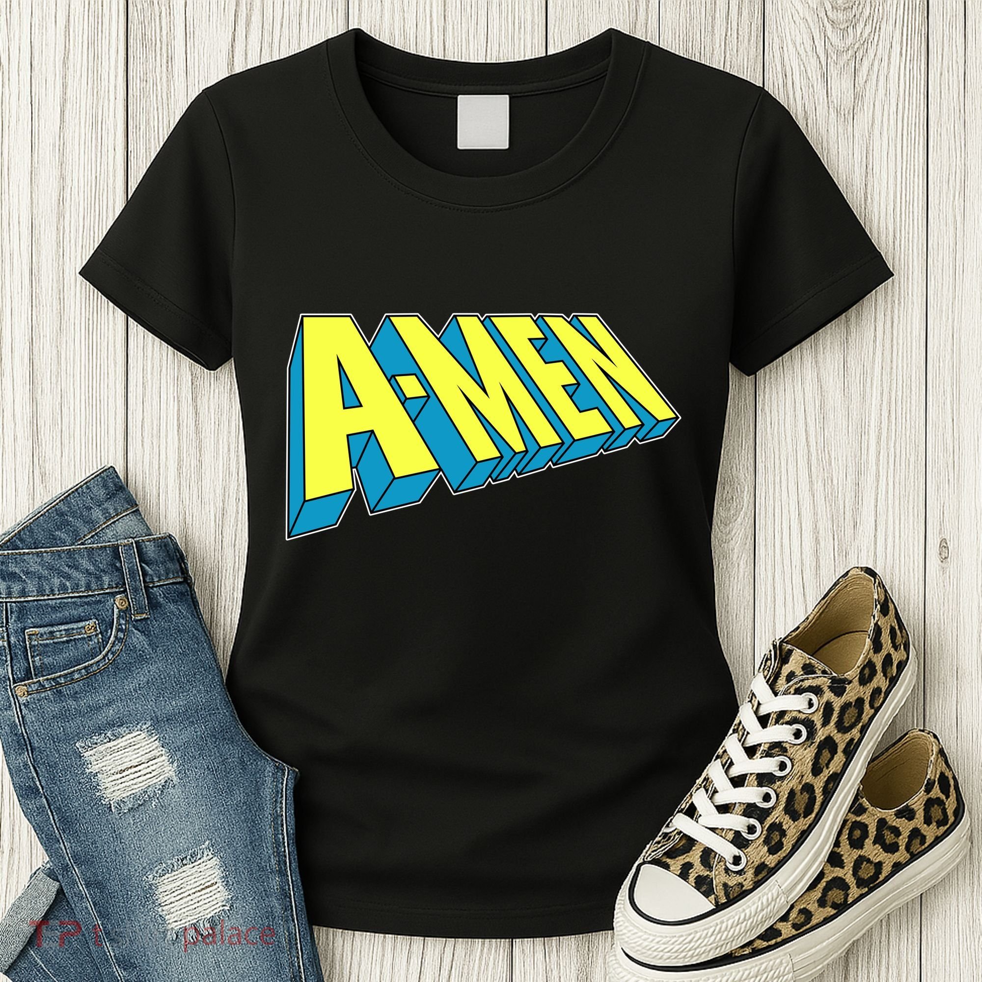 Comic Superhero Styled A-MEN  Women's T-Shirt