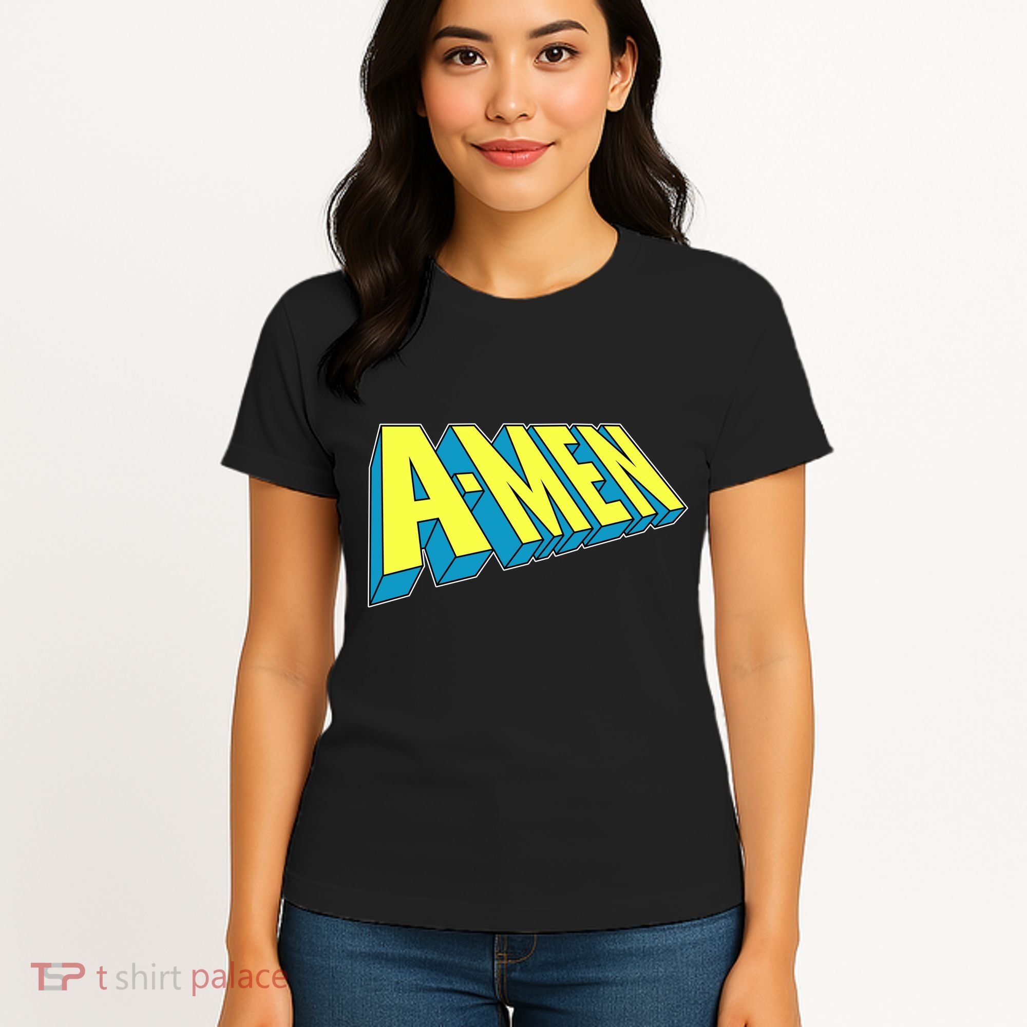 Comic Superhero Styled A-MEN  Women's T-Shirt