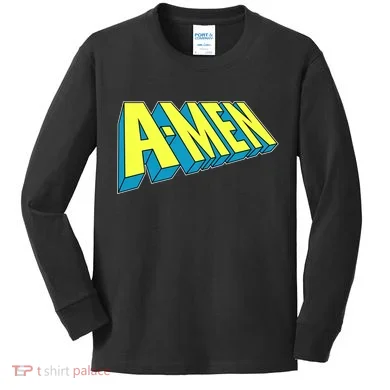 Comic Superhero Styled A-MEN Kids Long Sleeve Shirt