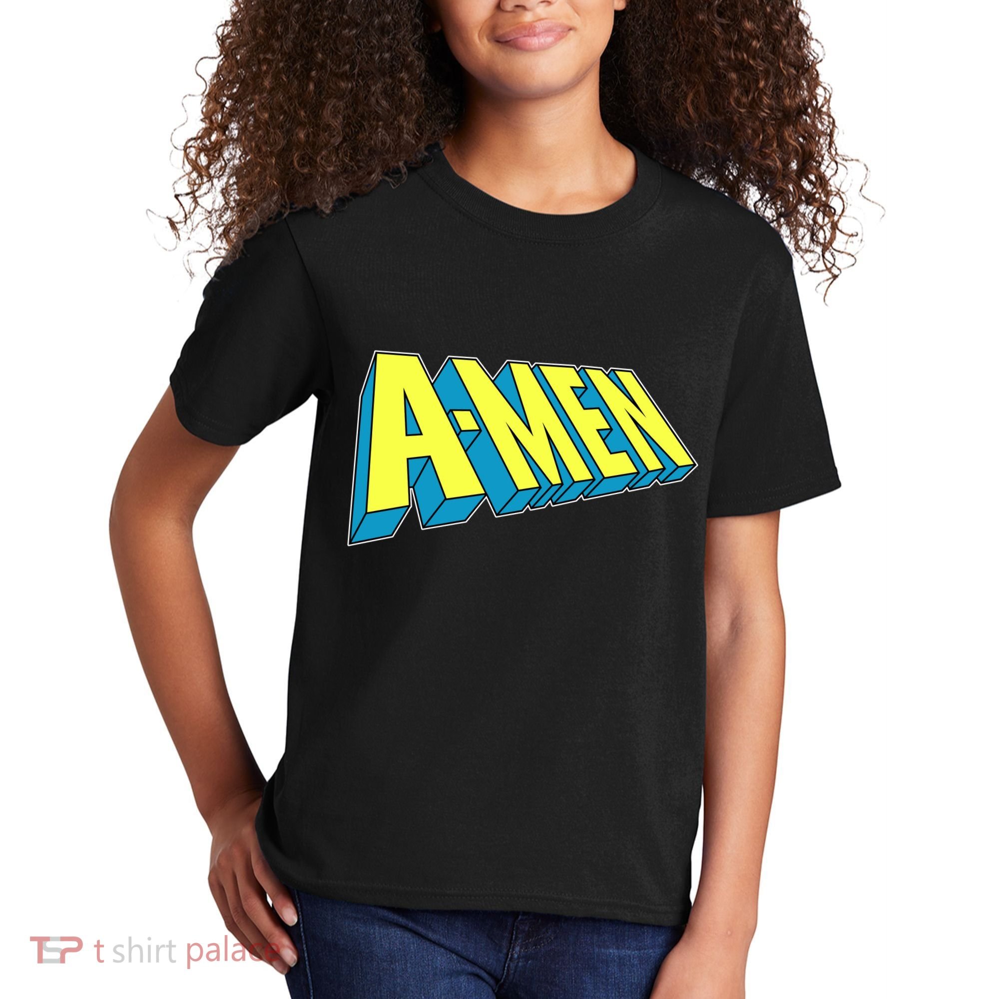 Comic Superhero Styled A-MEN  Kids T-Shirt