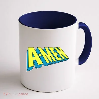 Comic Superhero Styled A-MEN  Coffee Mug back