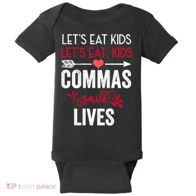 Commas Save Lives Funny Baby Bodysuit