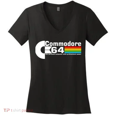 Commodore 64 Retro Computer Women's V-Neck T-Shirt
