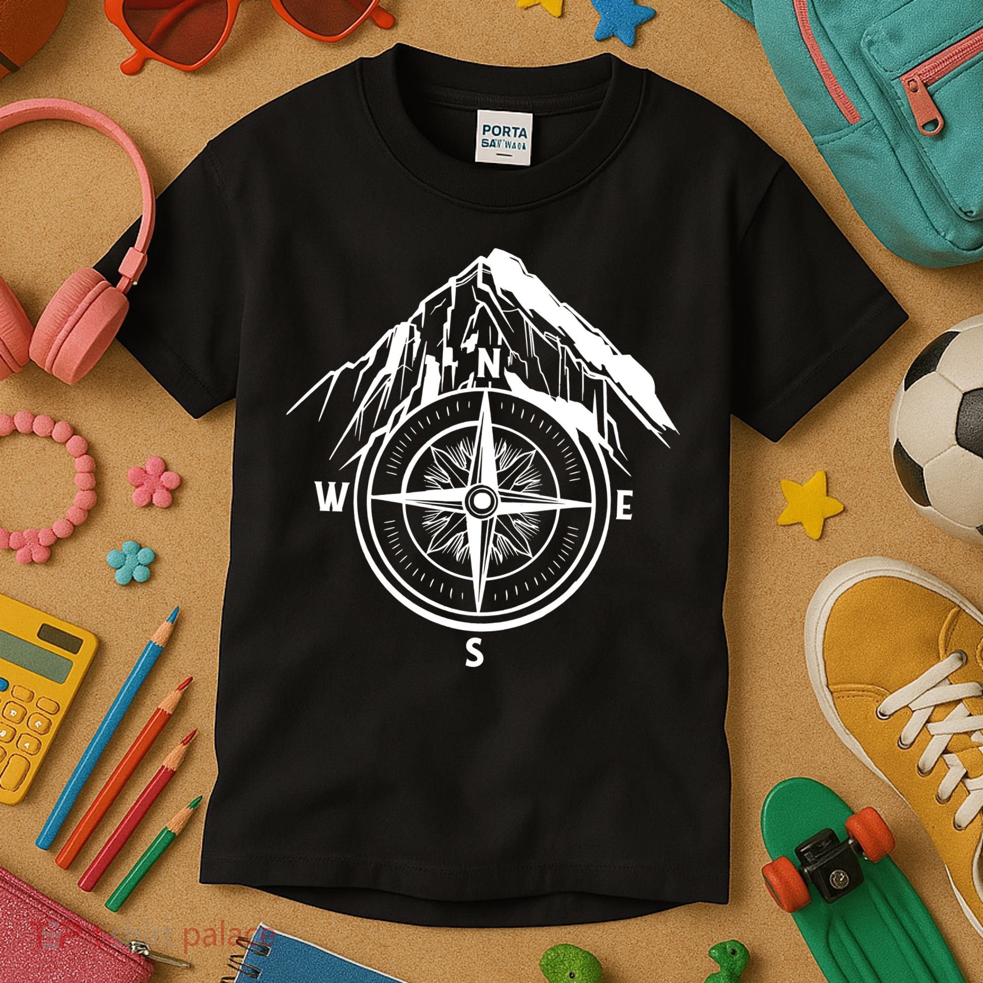 Compass Guide Mountain Kids T-Shirt