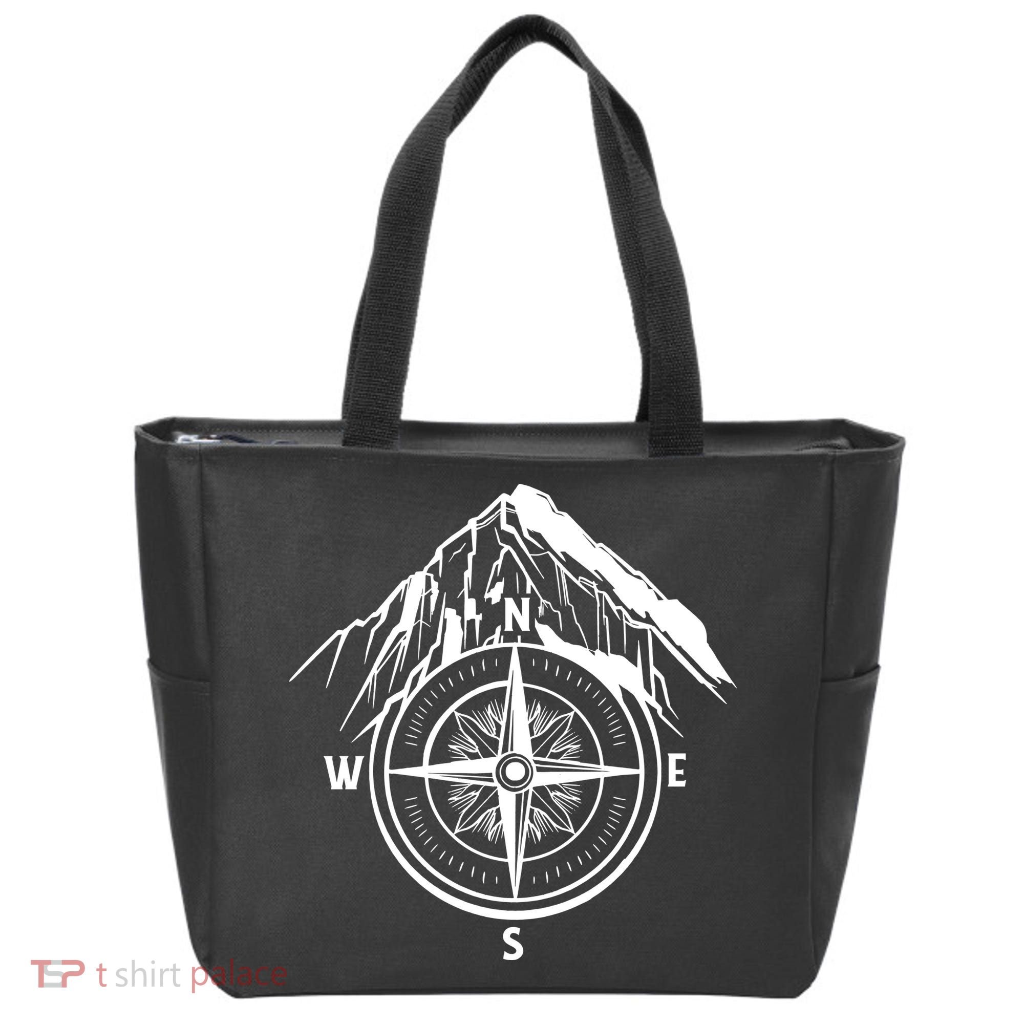 Compass Guide Mountain Tote Bag