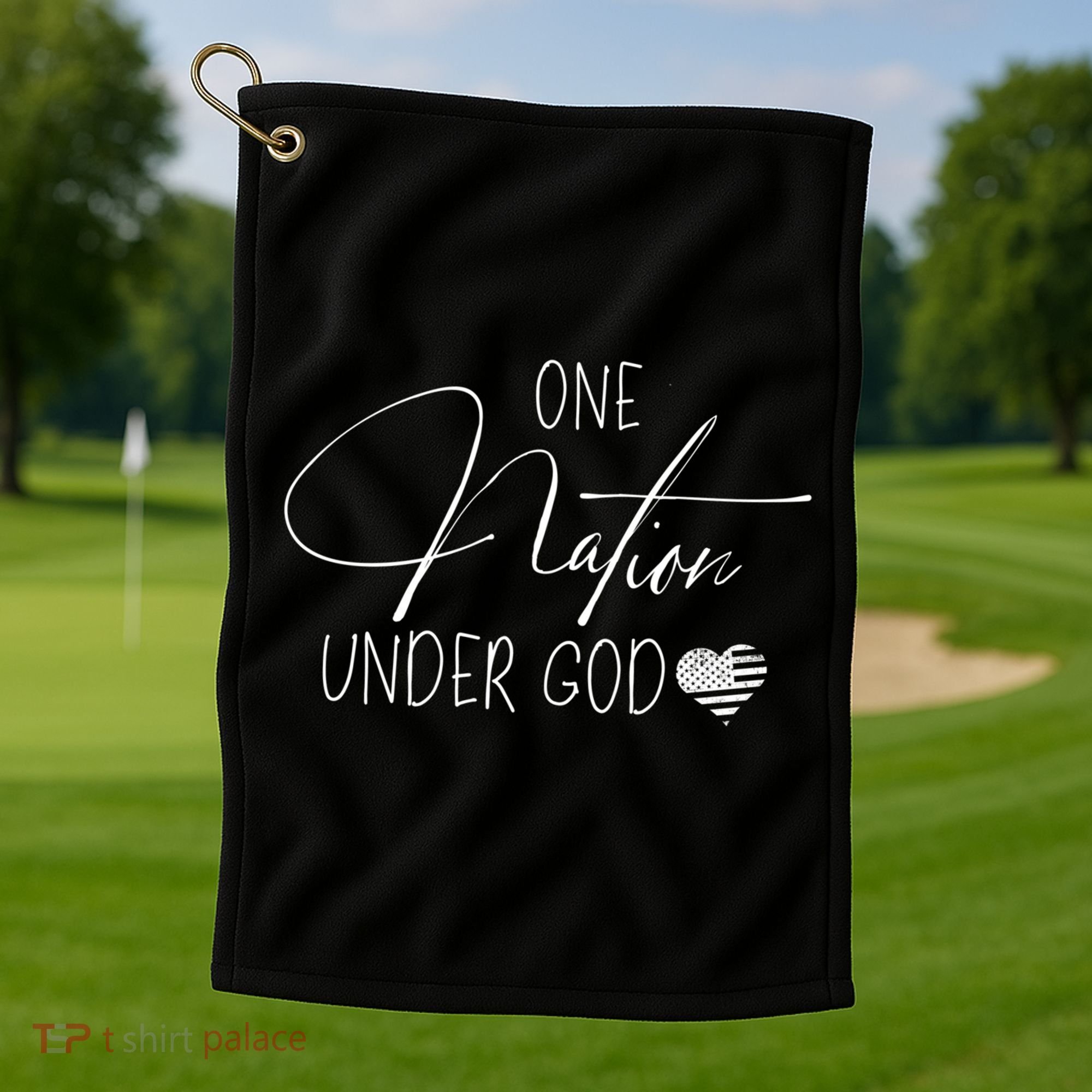 Cute One Nation Under God Usa Script Gift Golf Towel
