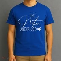 Cute One Nation Under God Usa Script Gift T-Shirt thumb 3