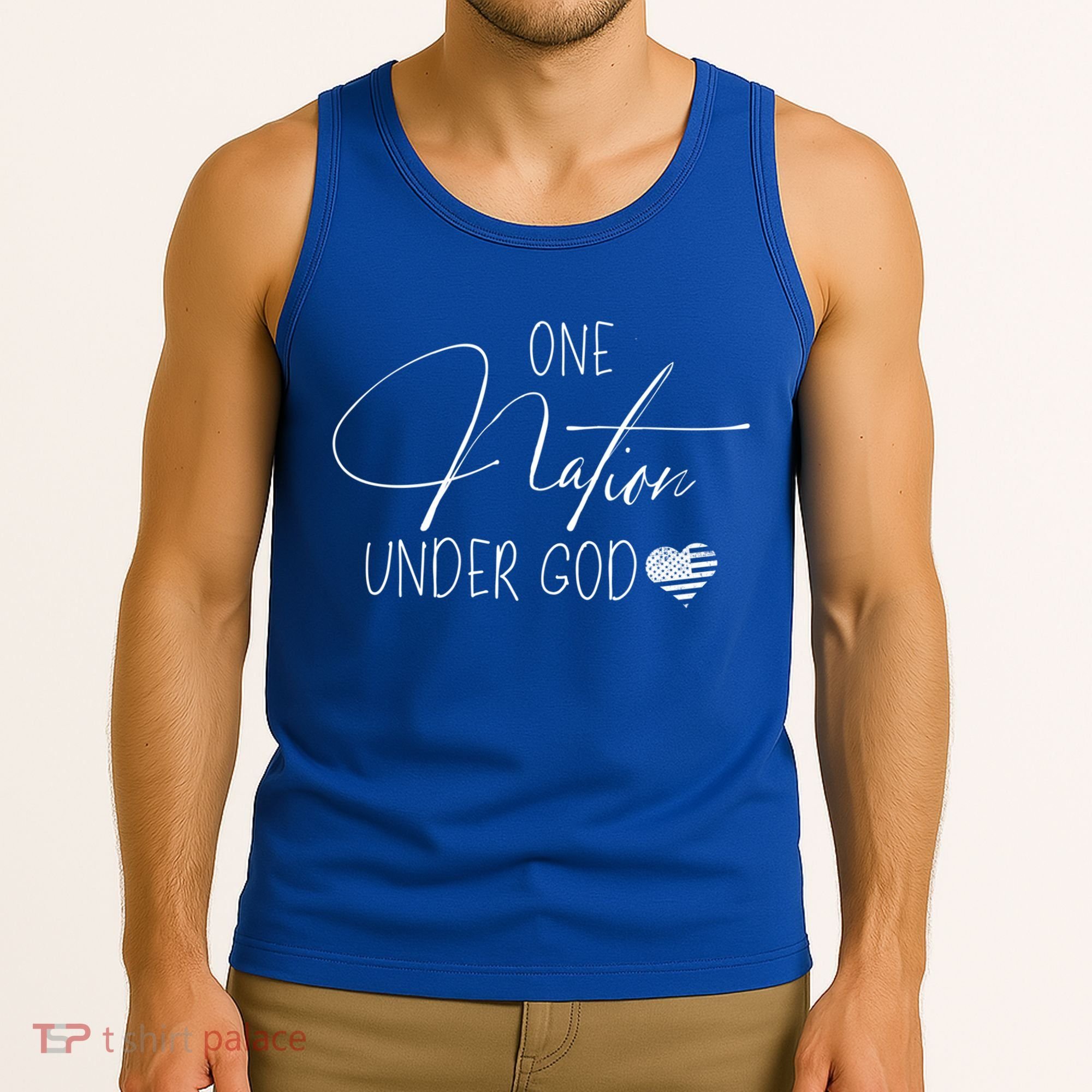 Cute One Nation Under God Usa Script Gift Tank Top