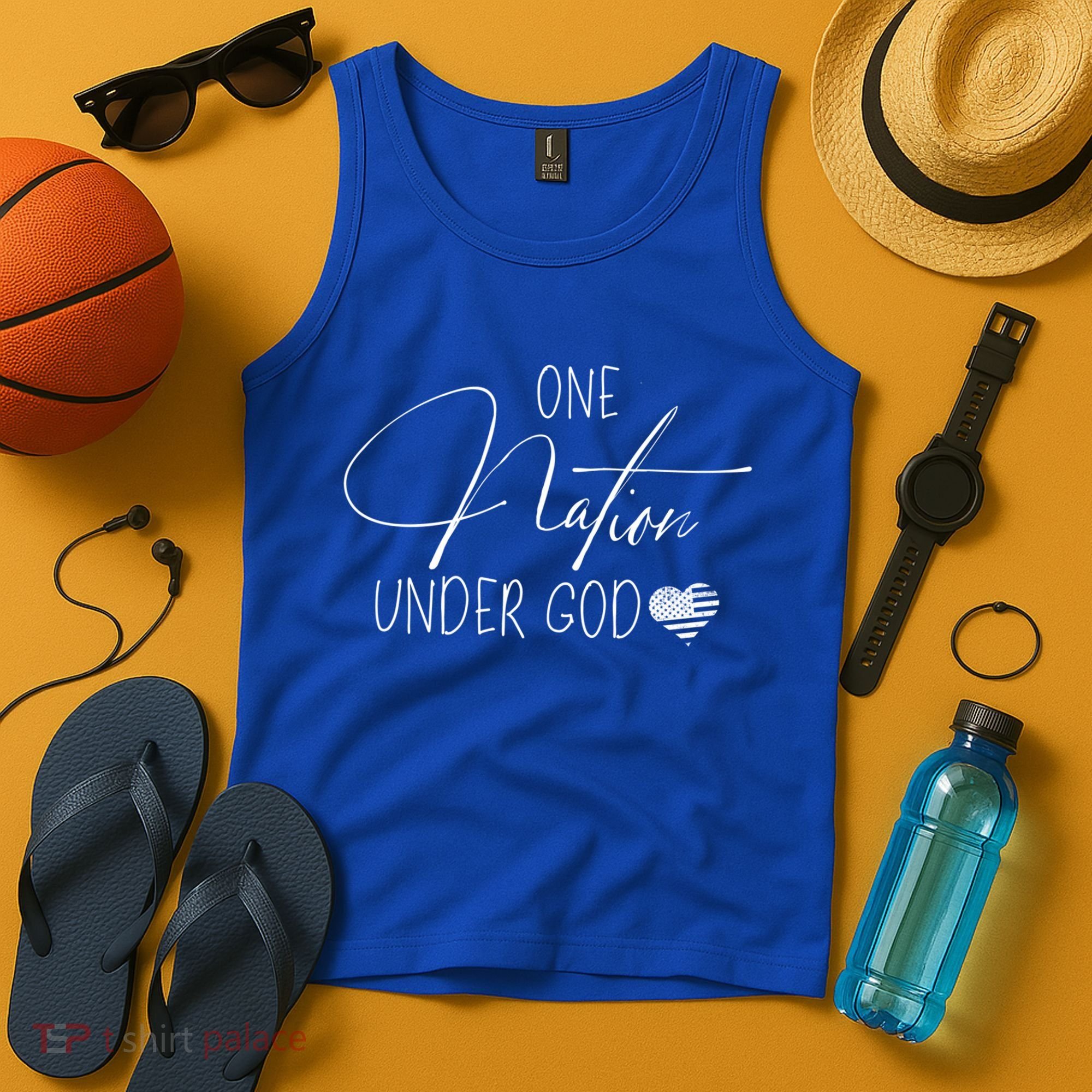 Cute One Nation Under God Usa Script Gift Tank Top