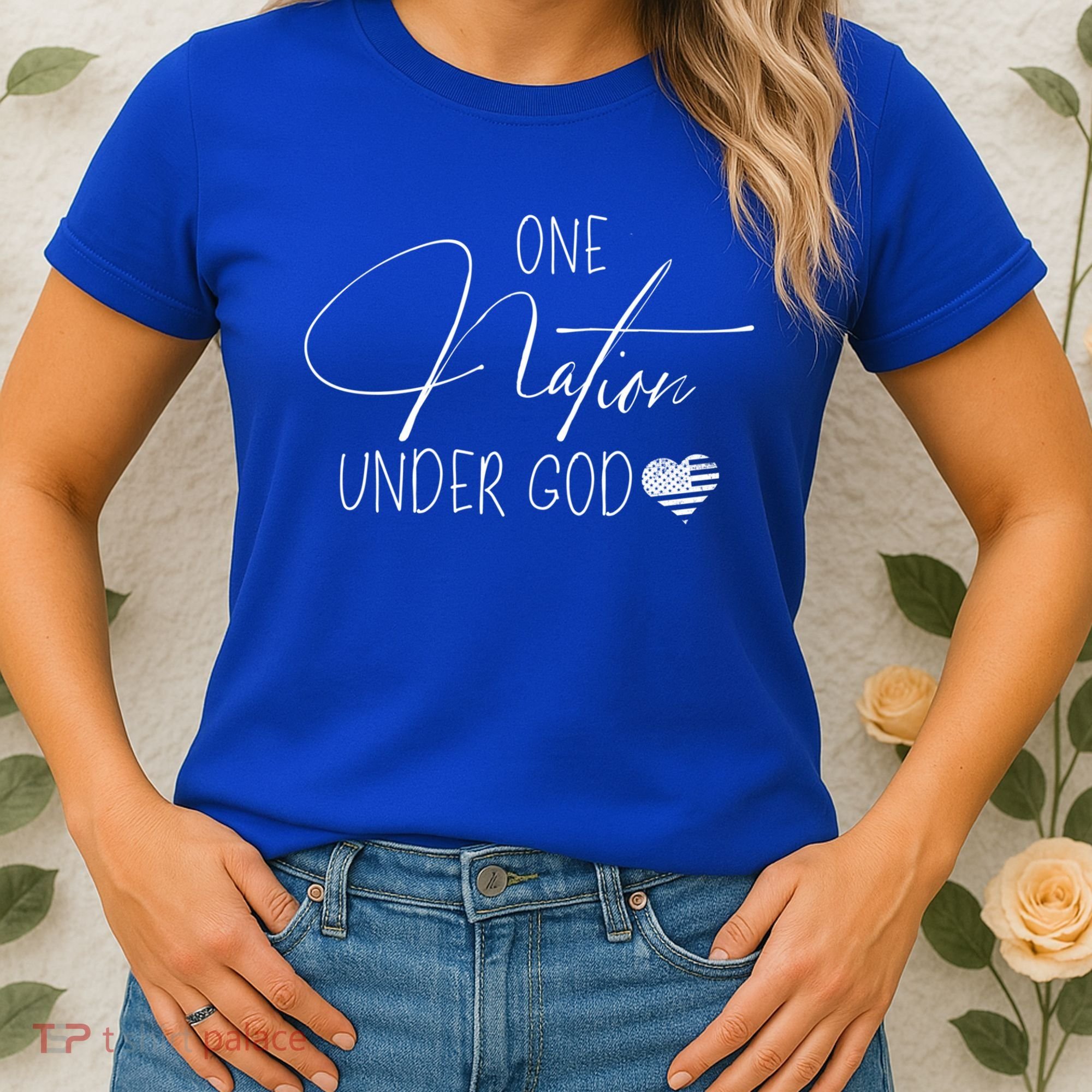 Cute One Nation Under God Usa Script Gift Women's T-Shirt