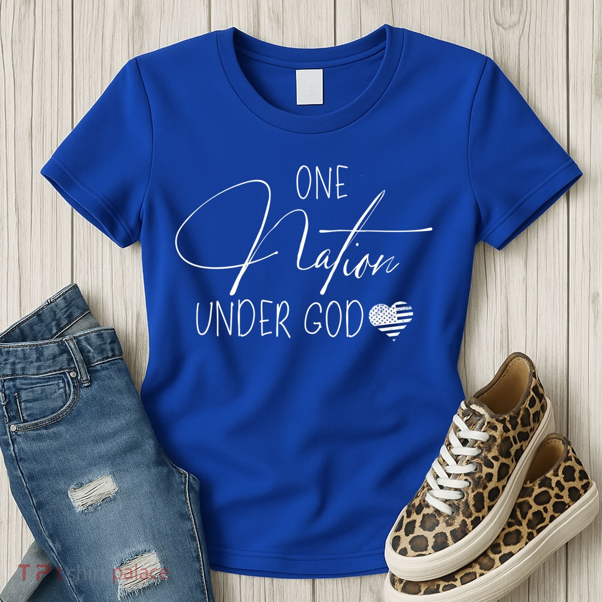 Cute One Nation Under God Usa Script Gift Women's T-Shirt