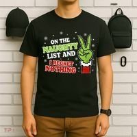 Christmas On Naughty List I Regret Nothing Xmas T-Shirt thumb 6