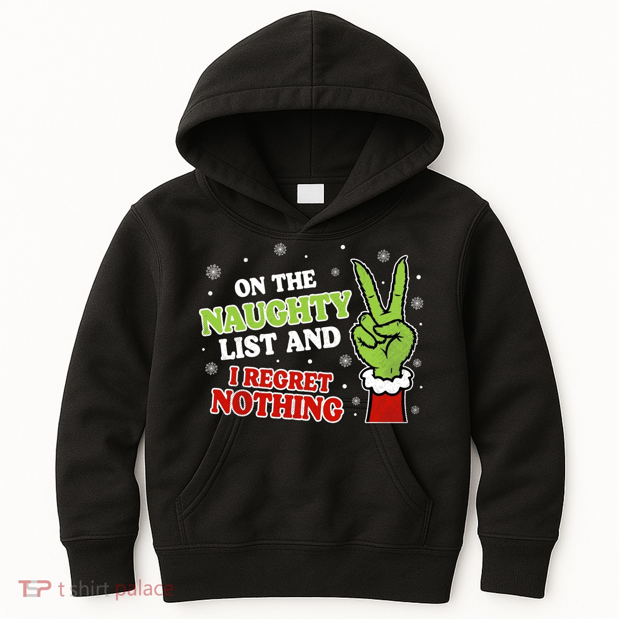 Christmas On Naughty List I Regret Nothing Xmas Kids Hoodie