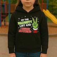 Christmas On Naughty List I Regret Nothing Xmas Kids Hoodie thumb 3
