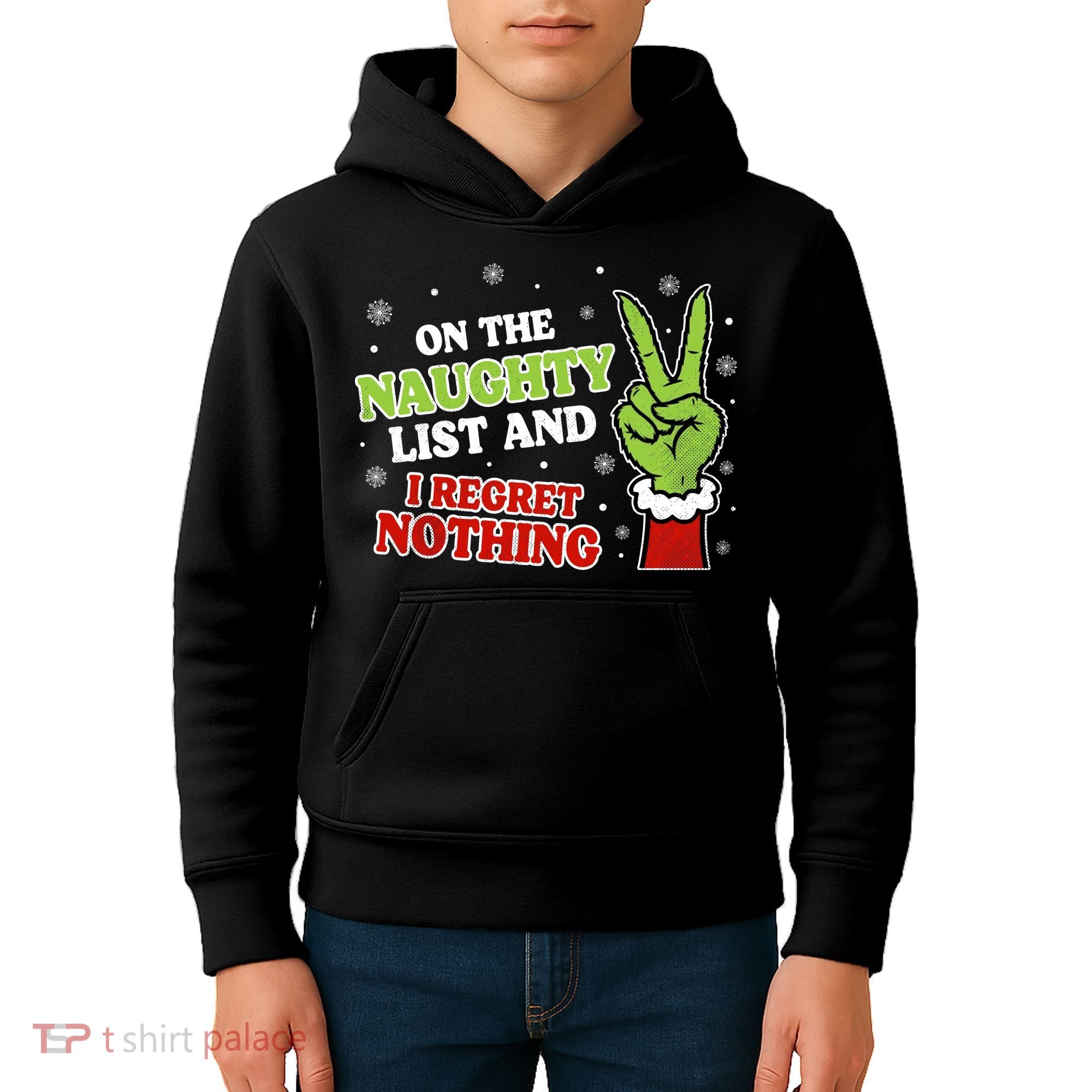 Christmas On Naughty List I Regret Nothing Xmas Kids Hoodie