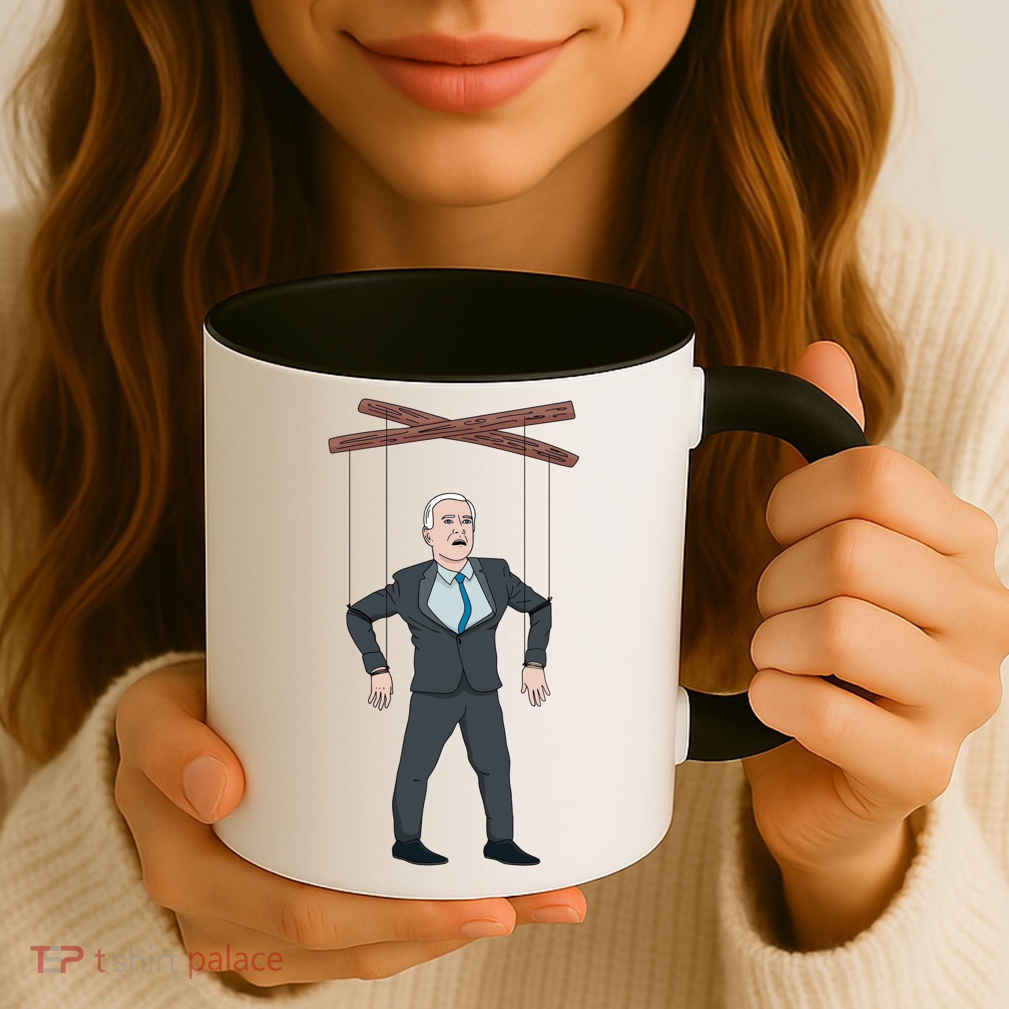 Confused Anti Joe Biden Puppet Funny Coffee Mug