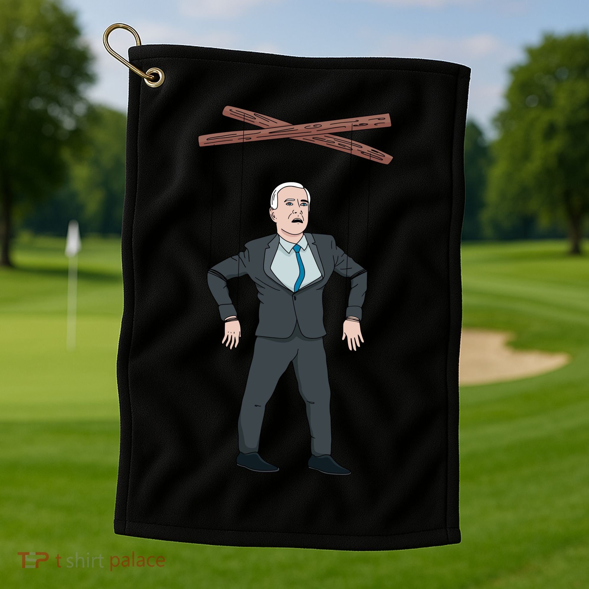 Confused Anti Joe Biden Puppet Funny Golf Towel