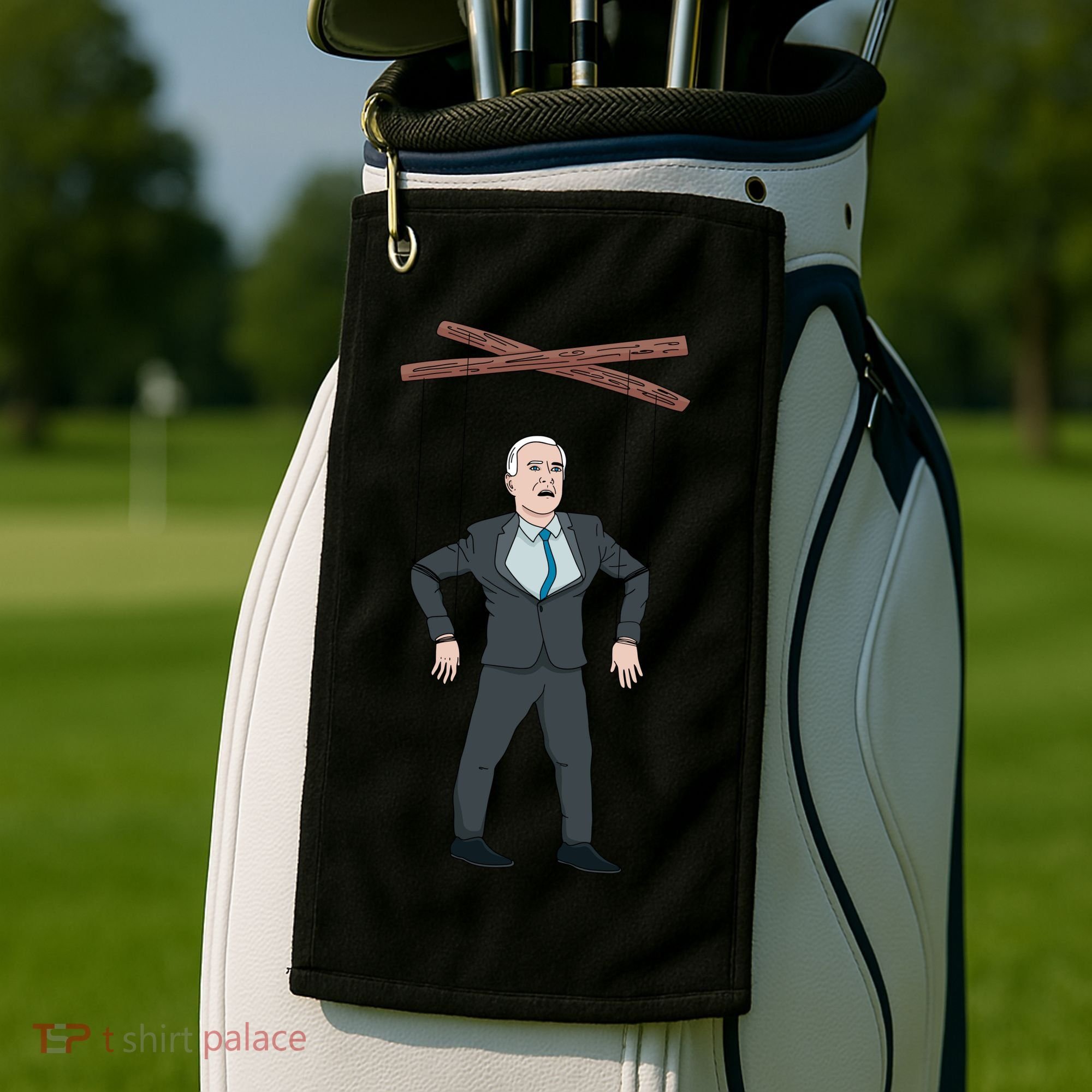 Confused Anti Joe Biden Puppet Funny Golf Towel
