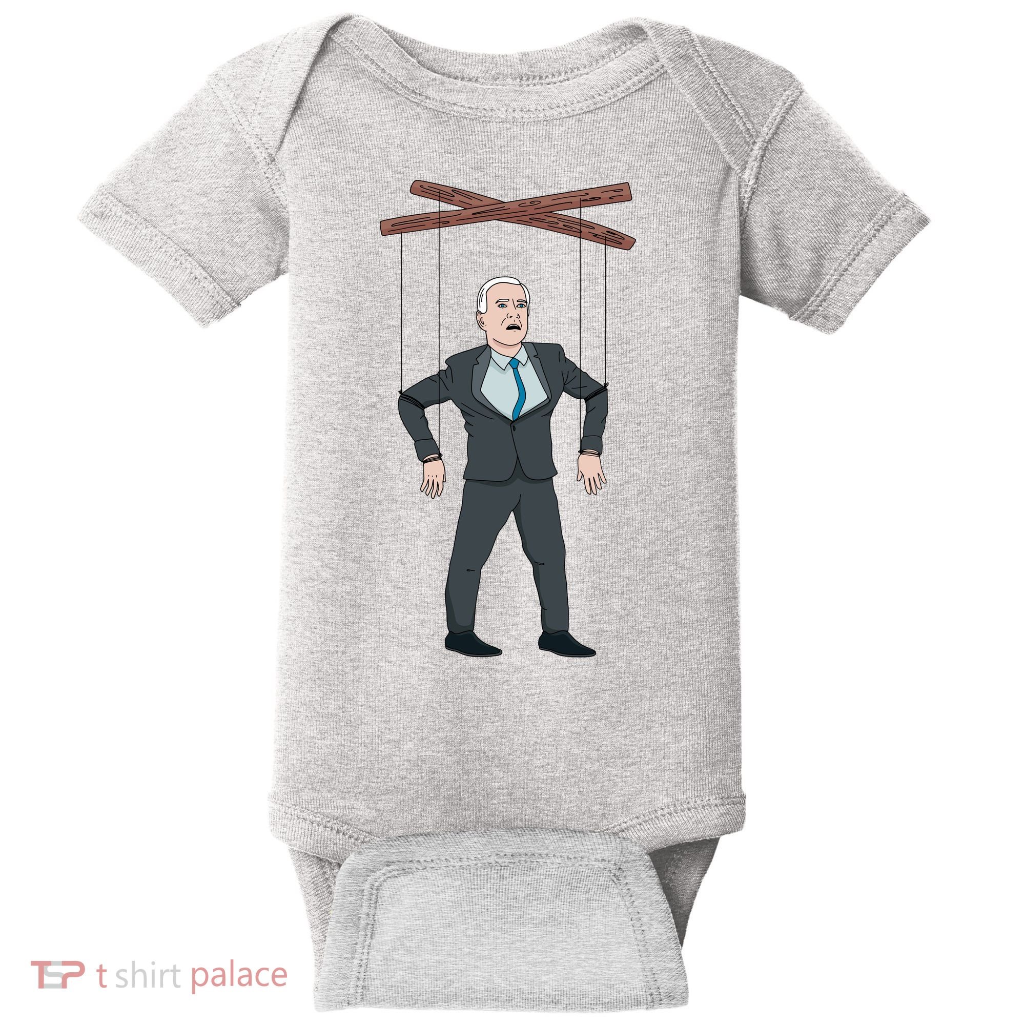 Confused Anti Joe Biden Puppet Funny Baby Bodysuit