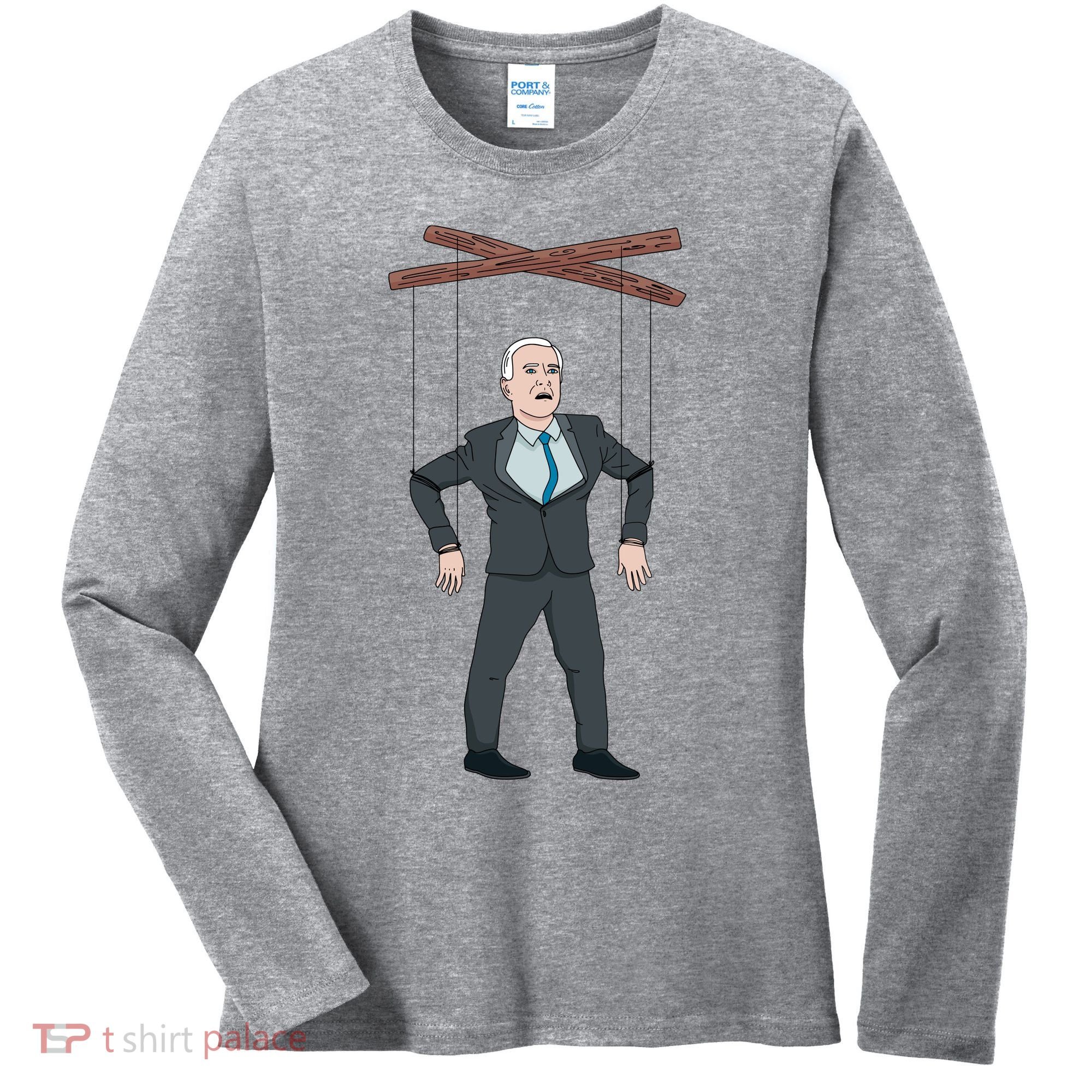 Confused Anti Joe Biden Puppet Funny Women's Long Sleeve Shirt