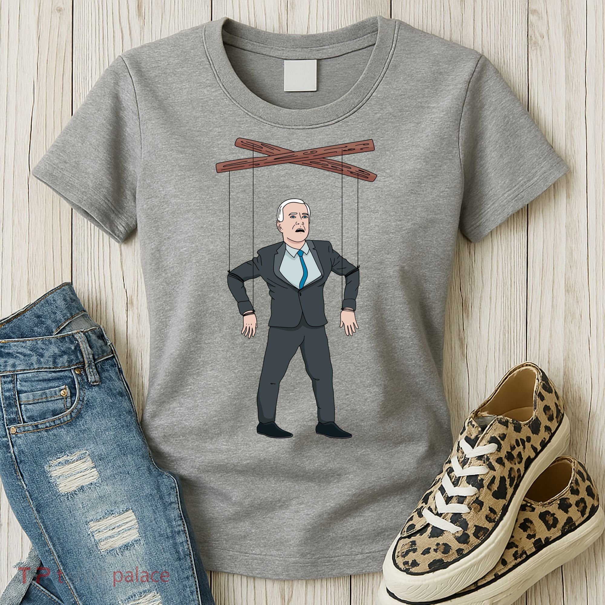 Confused Anti Joe Biden Puppet Funny Women's T-Shirt